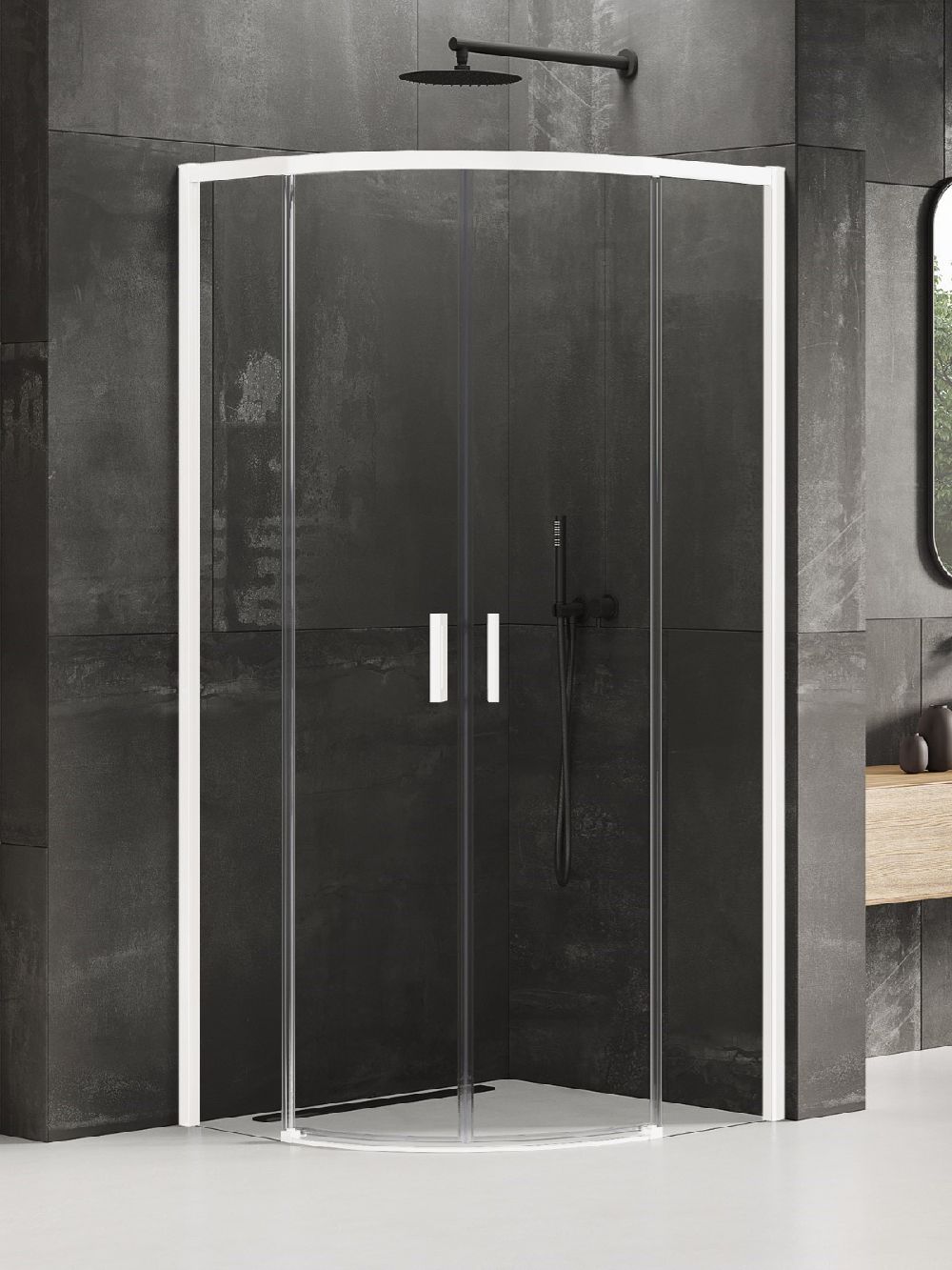 New Trendy Prime cabine de douche 80x80 cm semi-circulaire blanc mat/verre transparent K-3560