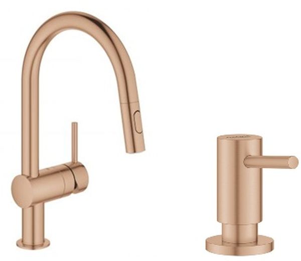 Set mitigeur de cuisine Grohe Minta 32321DL2, distributeur de savon Grohe Cosmopolitan 40535DL0