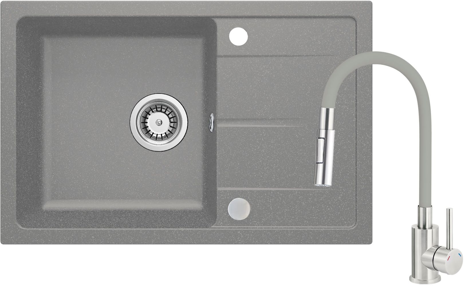 Deante Leda évier avec mitigeur gris/acier ZRDGS113