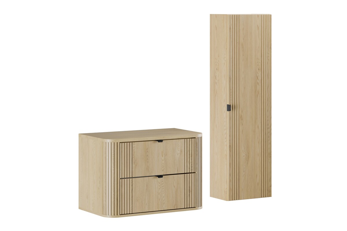 Zestaw Comad Ovalia Cremona szafka z blatem 80 cm wisząca dąb i szafka boczna wysoka SET-OVC B CREMONA 80CM HC
