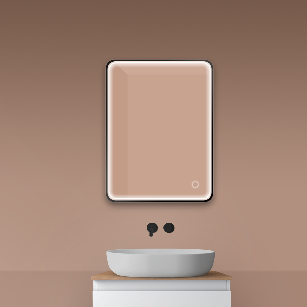 Oltens Nordlis miroir 60x80 cm rectangulaire avec éclairage oui noir 64116300