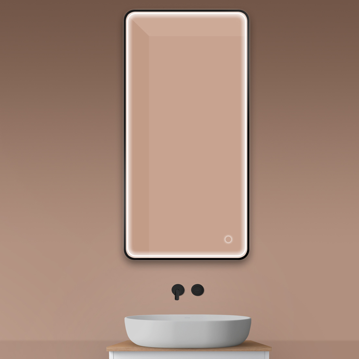 Oltens Nordlis miroir 60x120 cm rectangulaire avec éclairage oui noir 64118300