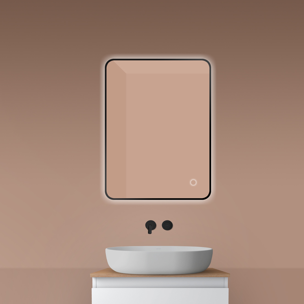 Oltens Nordlis miroir 60x80 cm rectangulaire avec éclairage oui noir 64119300