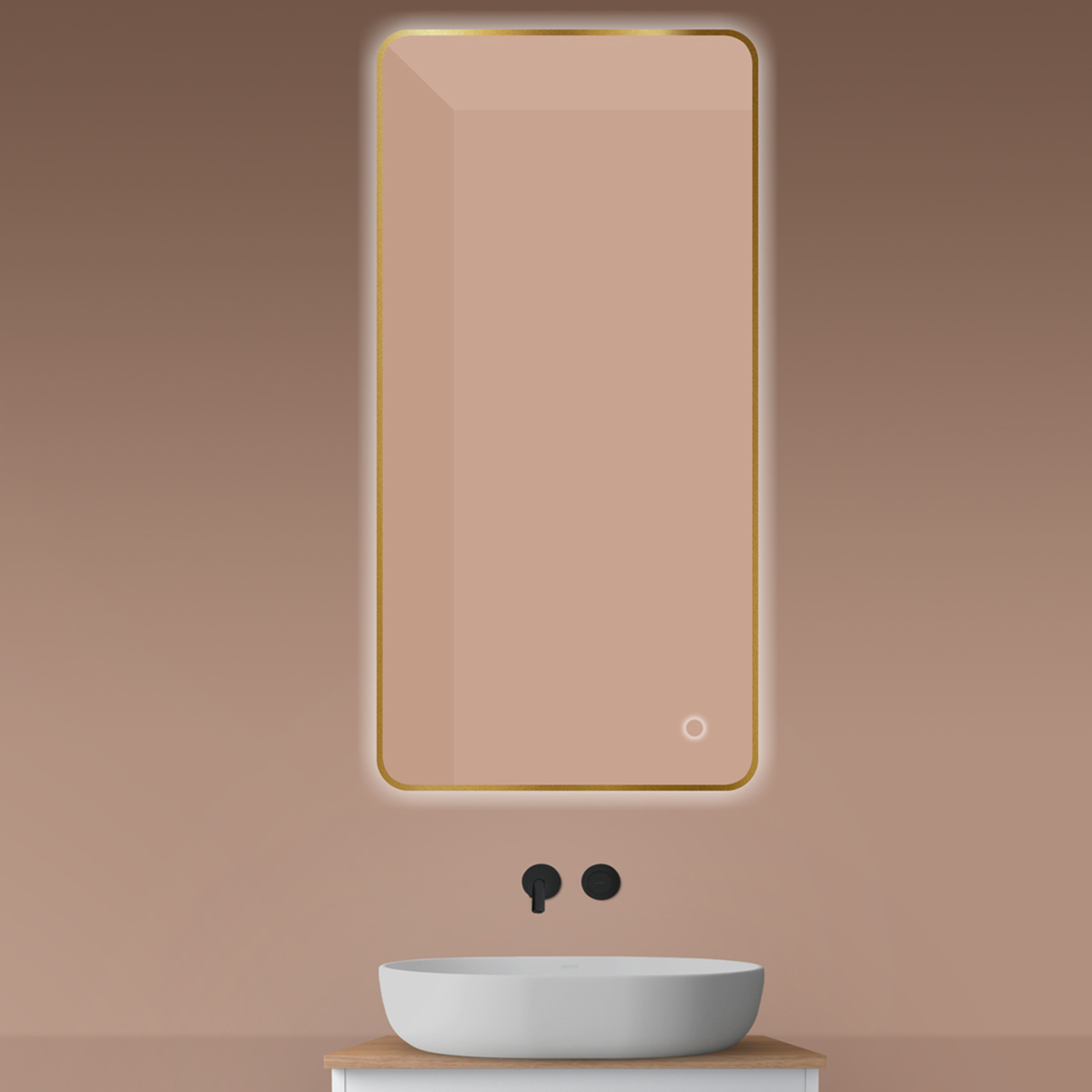 Oltens Nordlis miroir 60x120 cm rectangulaire avec éclairage oui doré 64121810