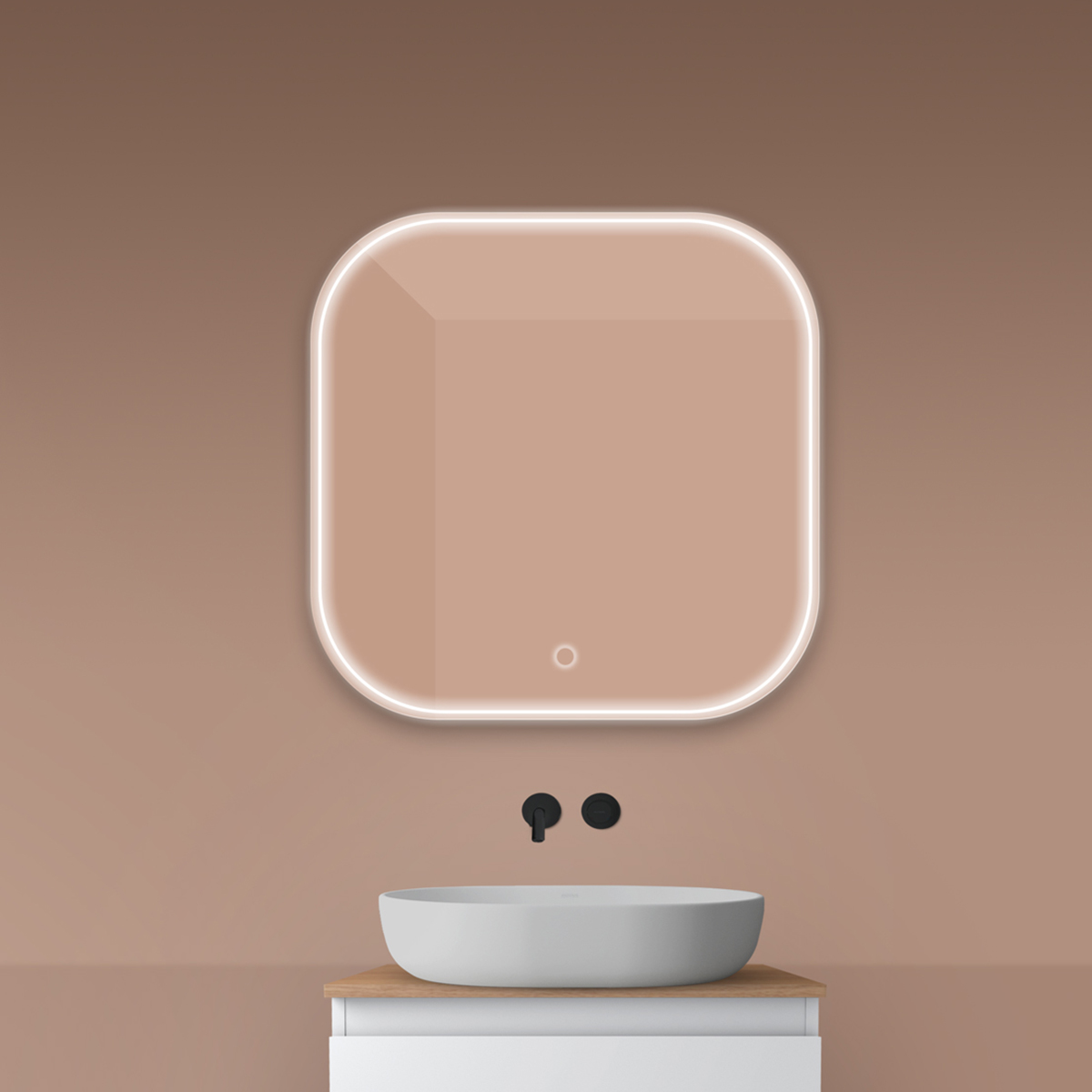 Oltens Nordlis miroir 80x80 cm carré avec éclairage oui 64122000