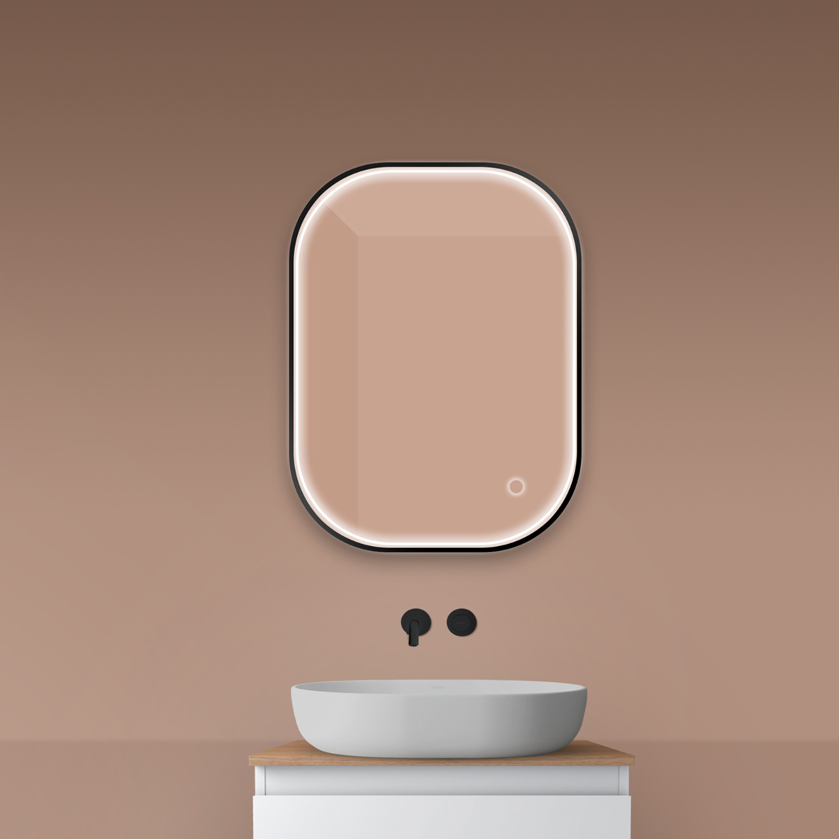 Oltens Nordlis miroir 60x80 cm rectangulaire avec éclairage oui noir 64123300