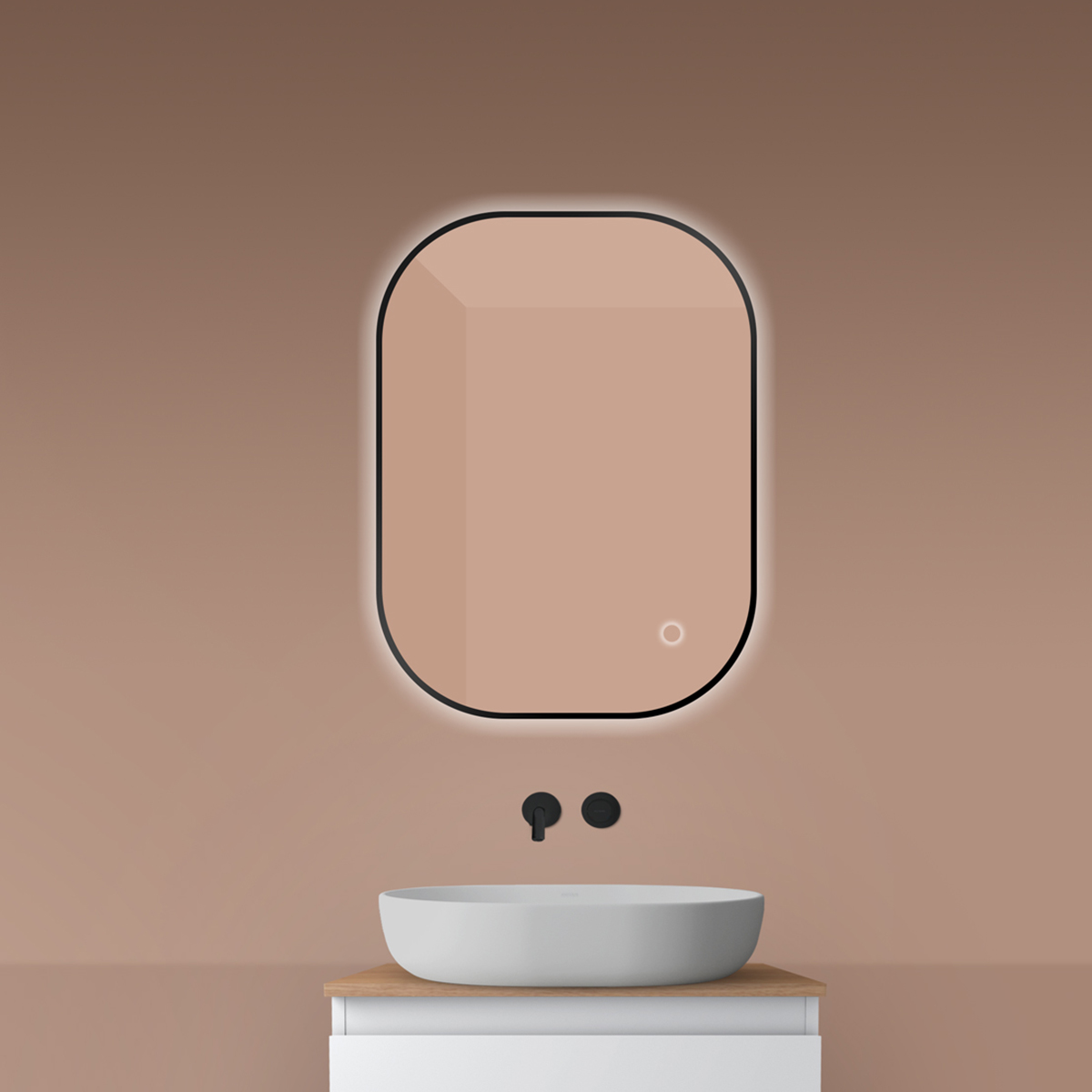 Oltens Nordlis miroir 60x90 cm rectangulaire avec éclairage oui noir 64126300