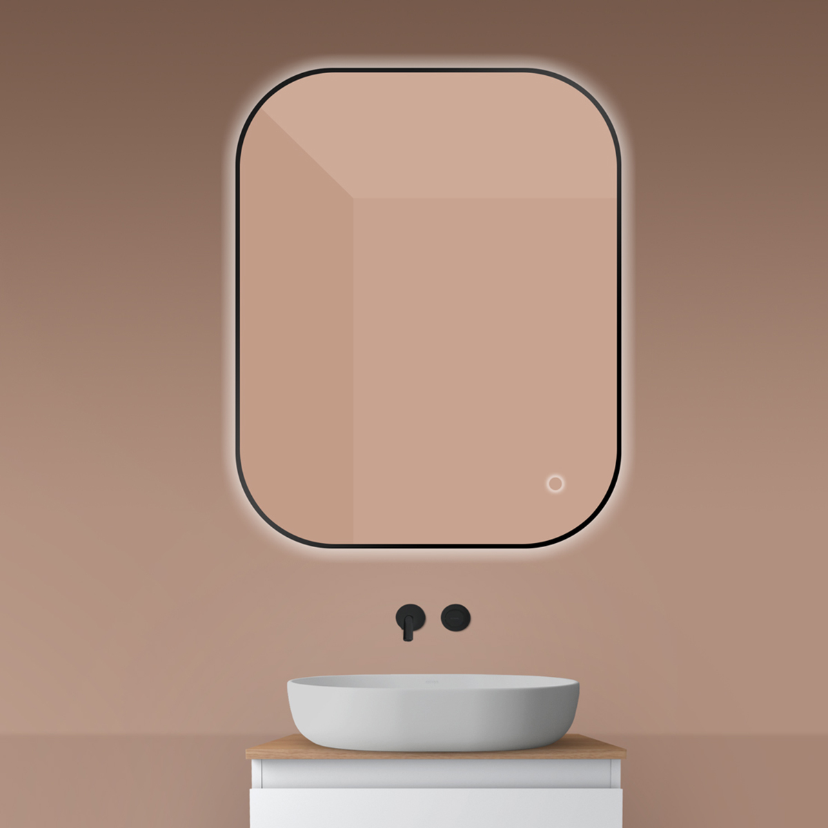 Oltens Nordlis miroir 80x100 cm rectangulaire avec éclairage oui noir 64127300