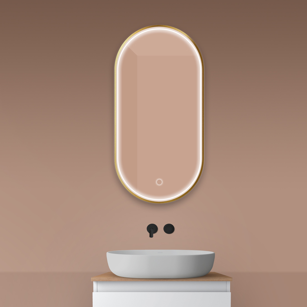 Oltens Nordlis miroir 50x100 cm ovale avec éclairage oui doré 64128810