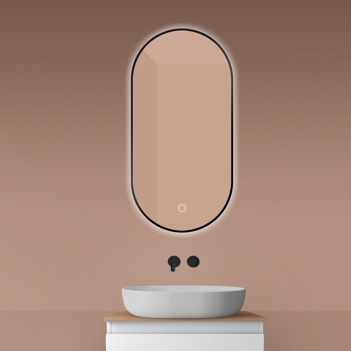 Oltens Nordlis miroir 50x100 cm ovale avec éclairage oui noir 64129300