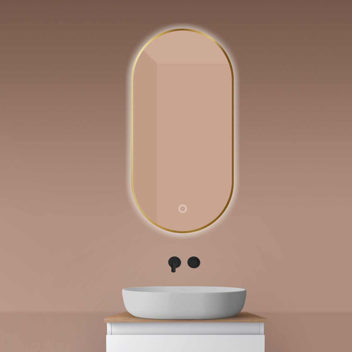 Oltens Nordlis miroir 50x100 cm ovale avec éclairage oui doré 64129810