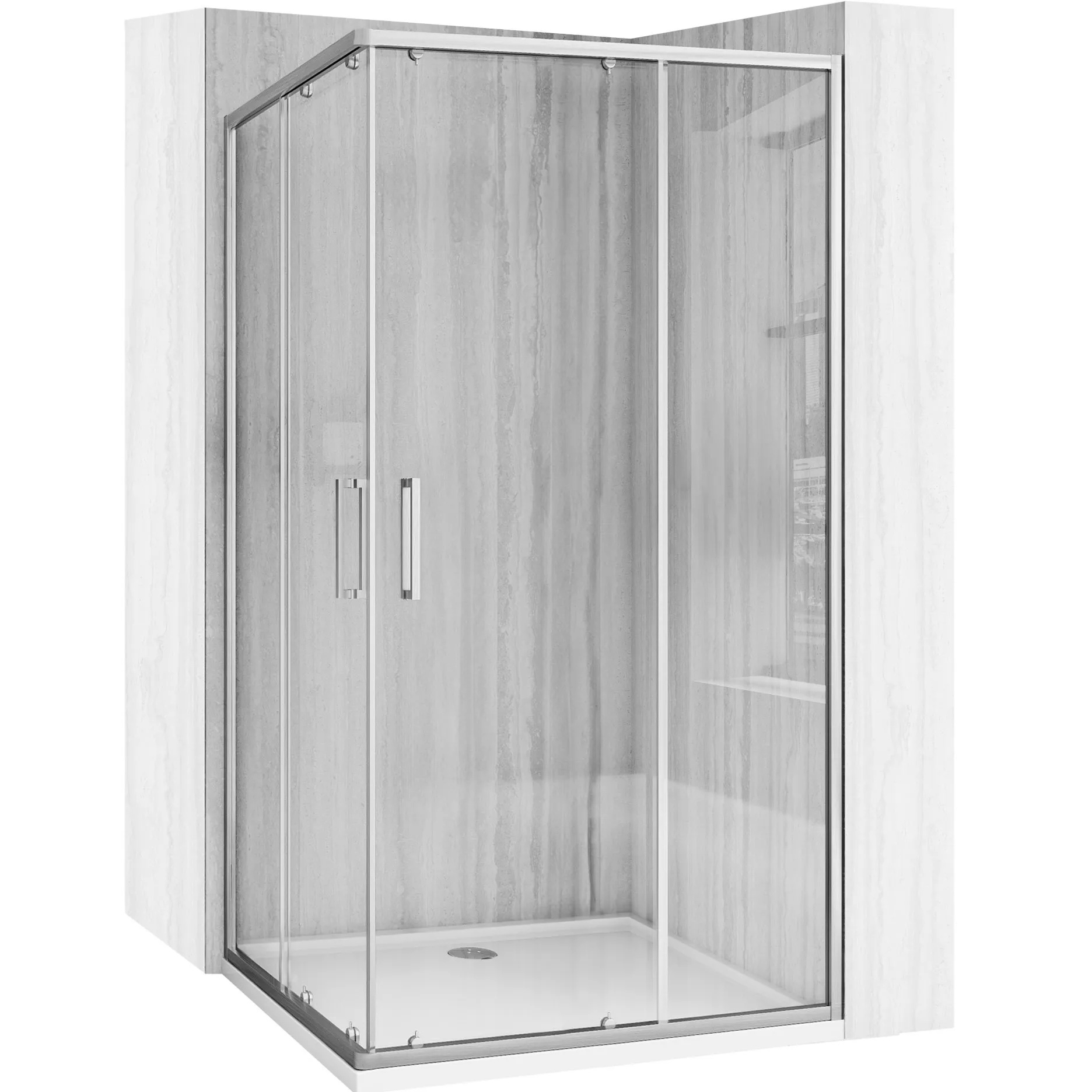 Rea City kabina prysznicowa 87,5x87,5 cm kwadratowa srebrny szczotkowany/szkło przezroczyste