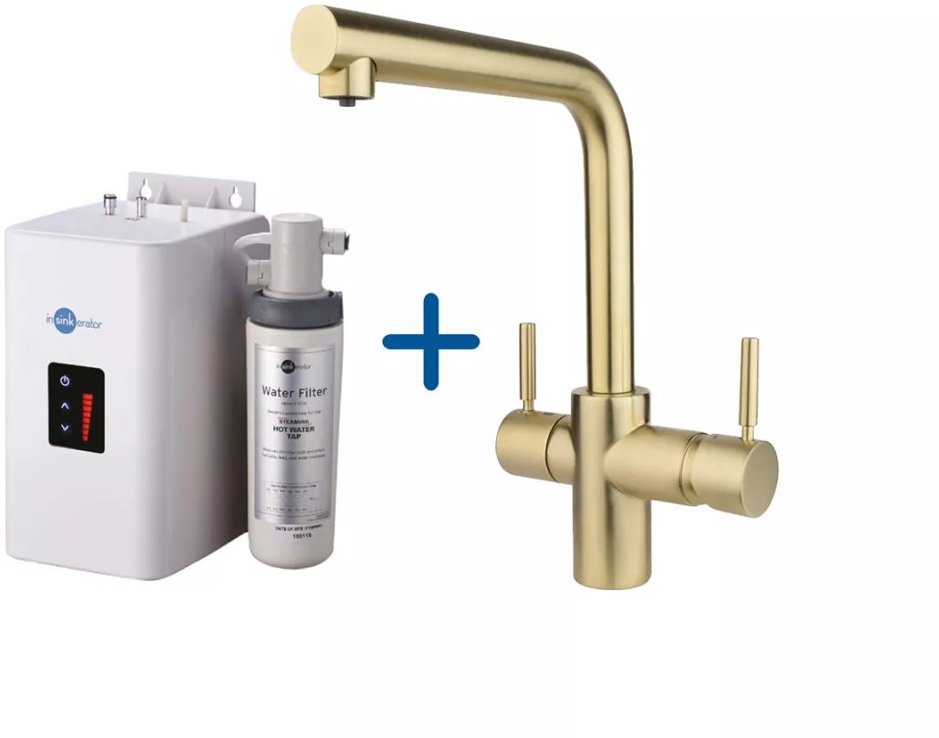 InSinkErator robinet de cuisine avec chauffe-eau sur pied or/vieil or 44837ASCZ