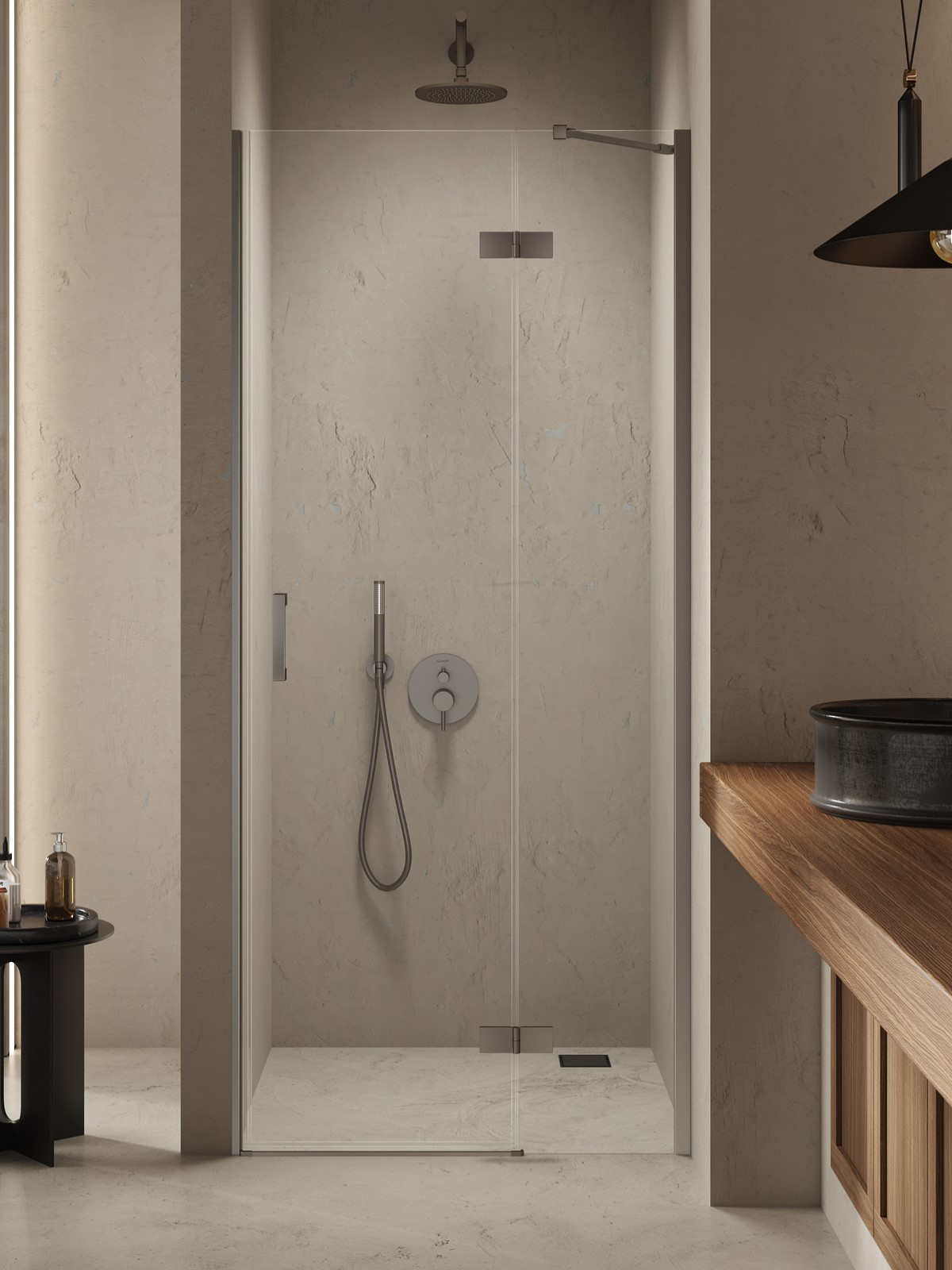 New Trendy Nesta porte de douche 120 cm à ouverture basculante brossé/verre transparent D-0936A