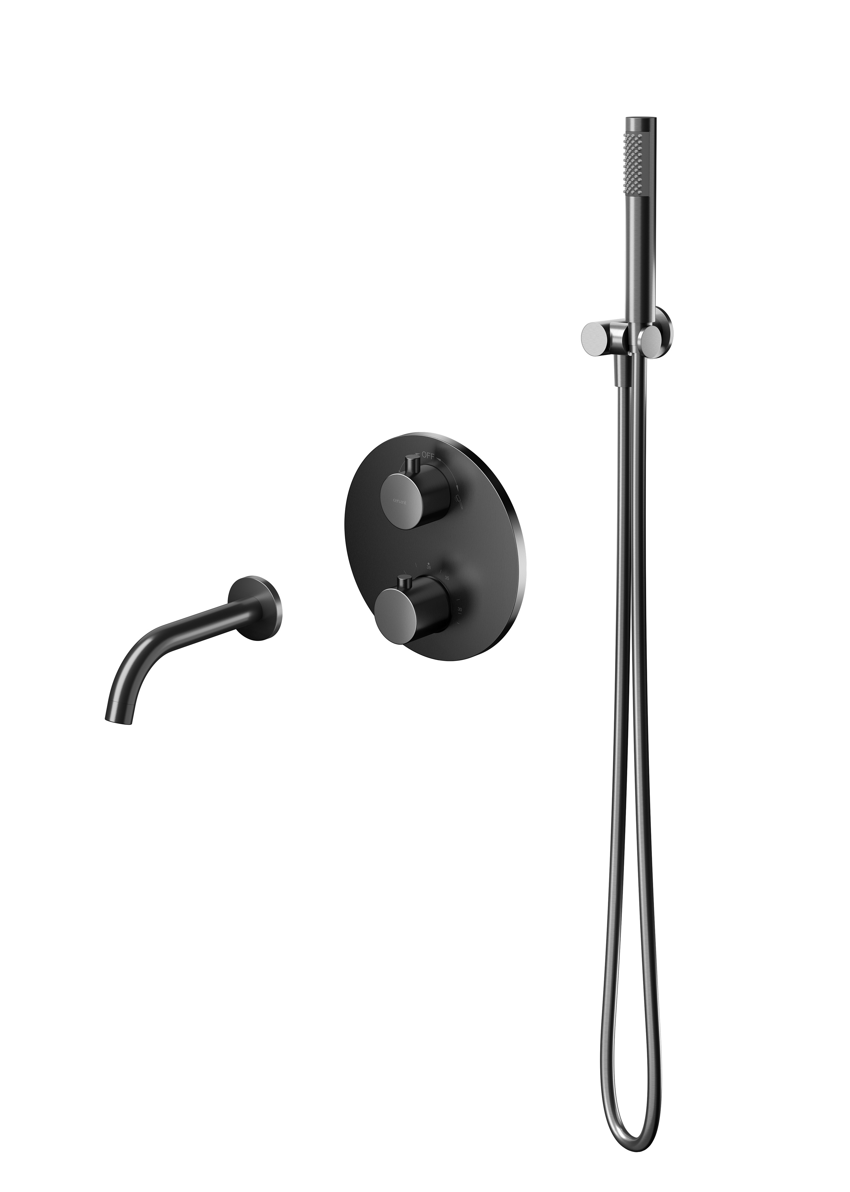 Cersanit Zen ensemble de douche encastré avec thermostat noir-graphite S952-055