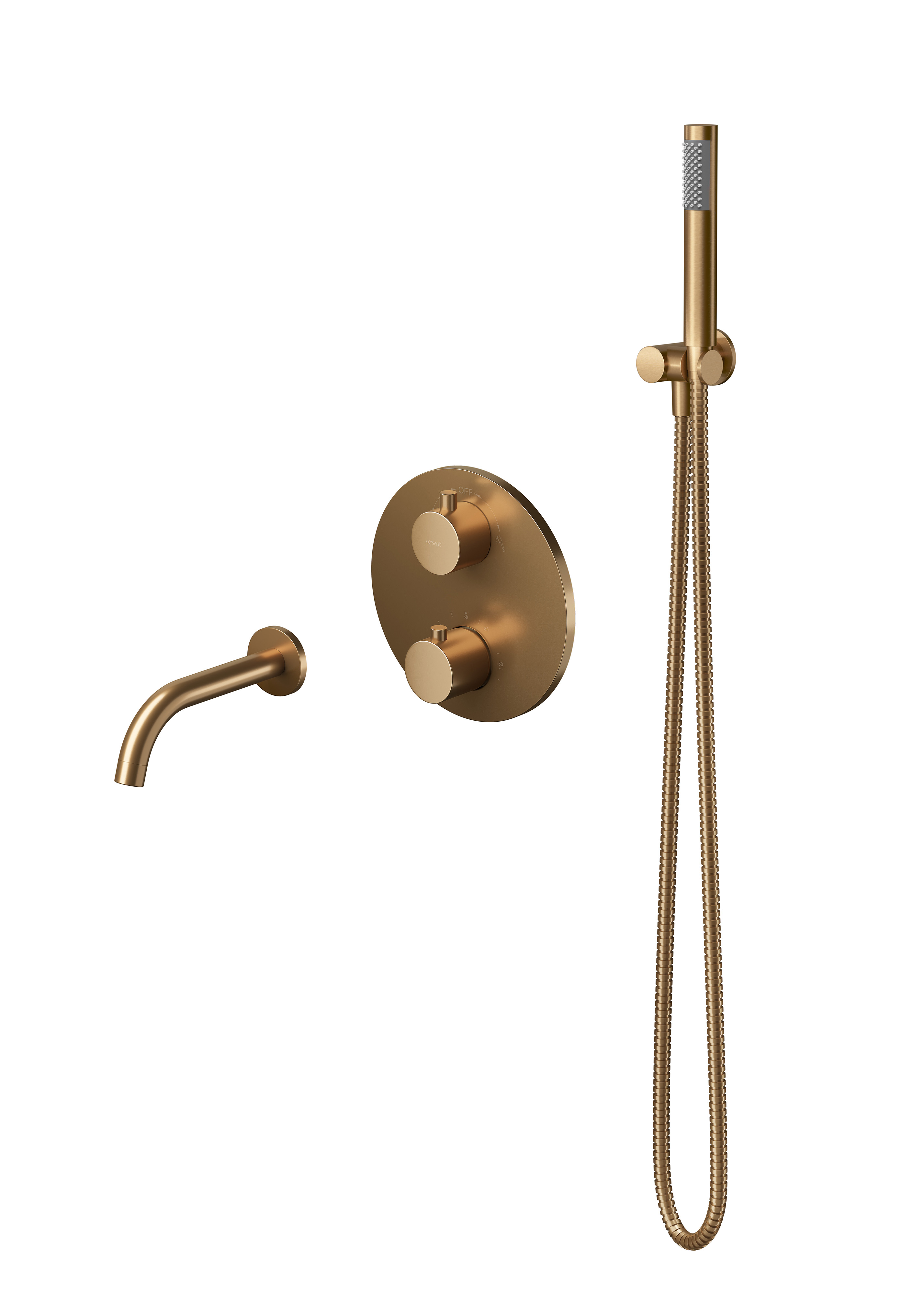 Cersanit Zen ensemble de douche encastré avec thermostat cuivre S952-054