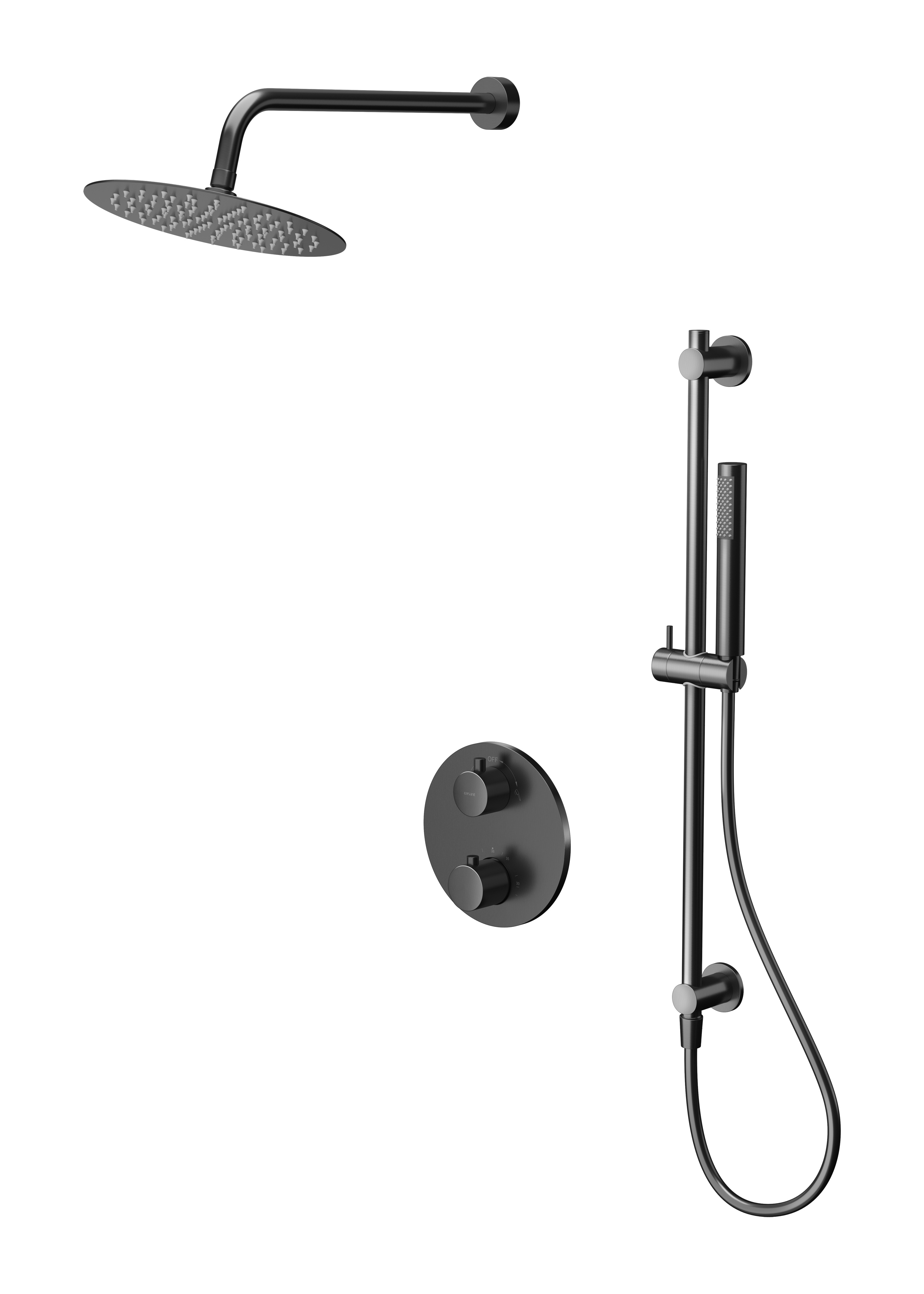 Cersanit Zen ensemble de douche encastré avec thermostat oui noir-graphite S952-046