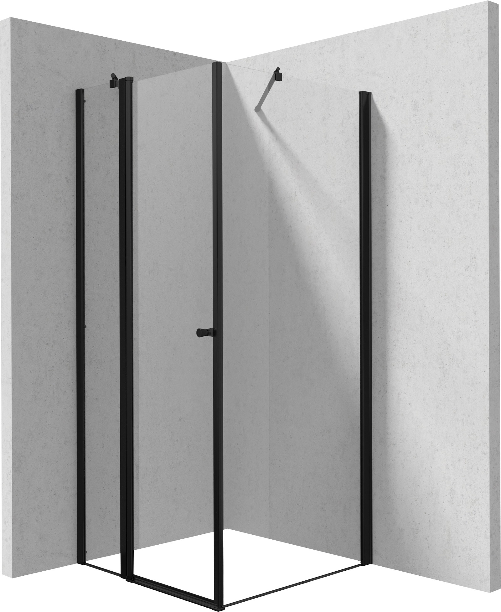 Deante Kerria Plus cabine de douche 90x90 cm carrée noir mat/verre transparent KKNNU09S09