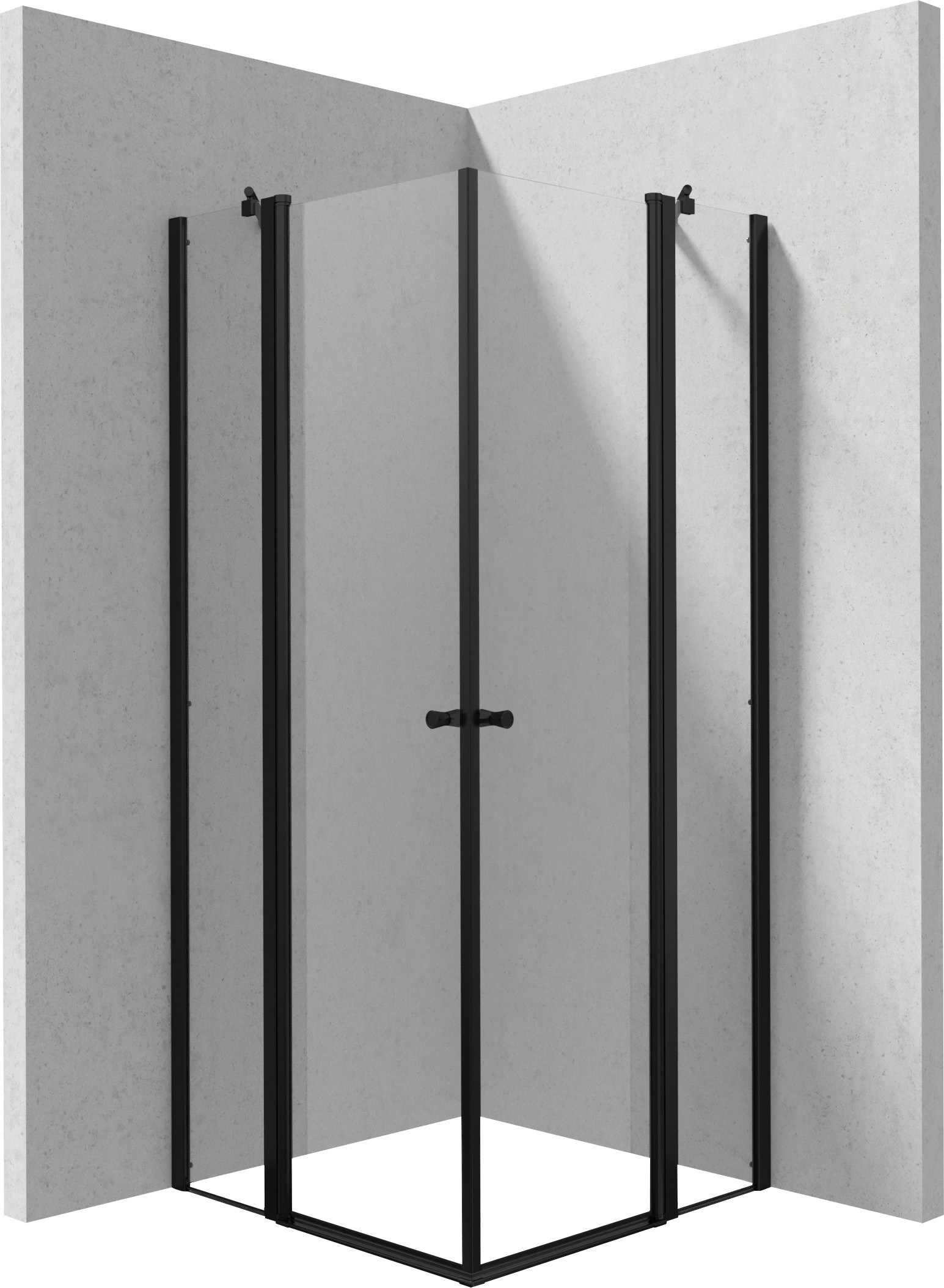 Deante Kerria Plus cabine de douche 90x90 cm carrée noir mat/verre transparent KKNNU09U09