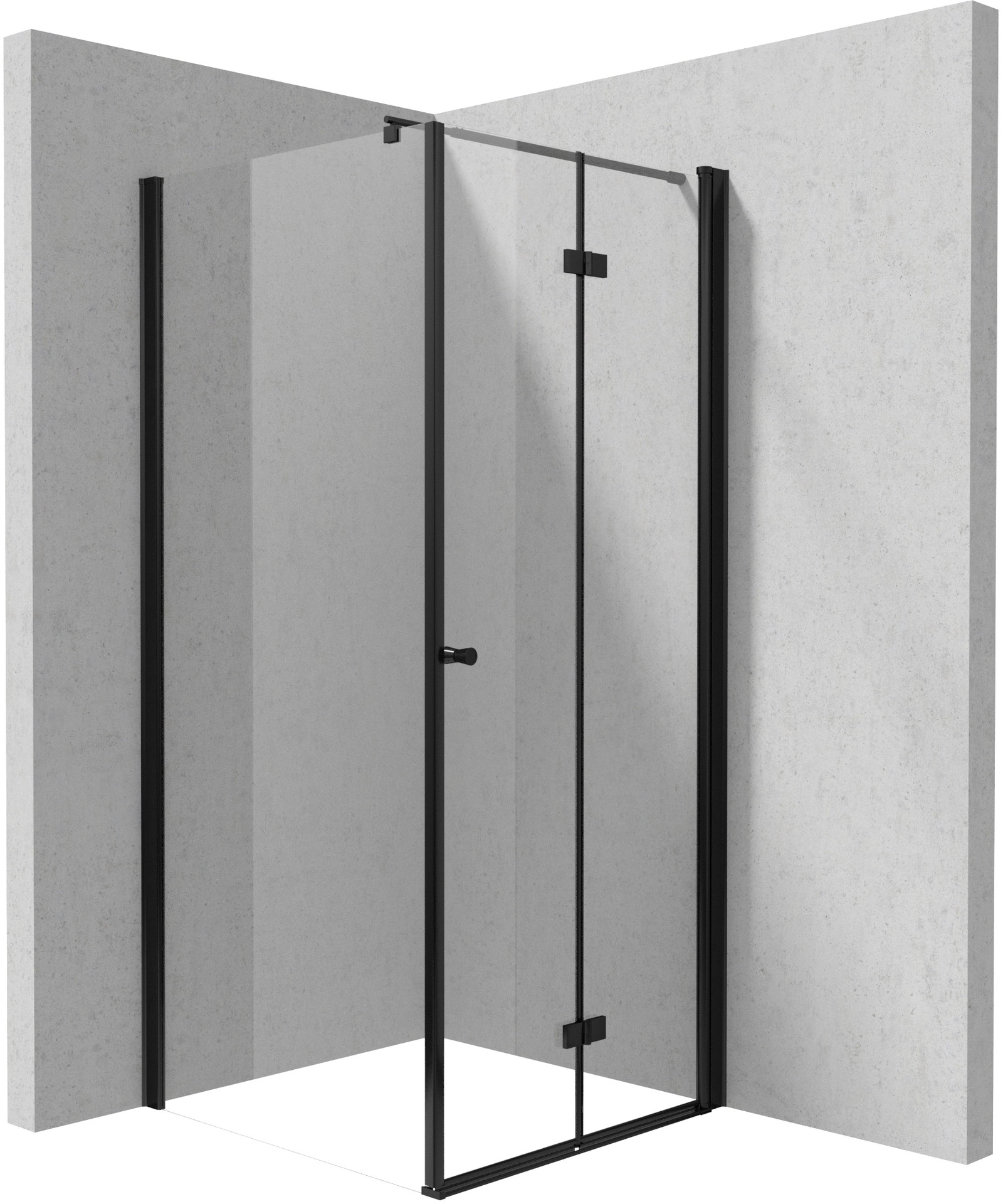 Deante Kerria Plus cabine de douche 90x90 cm carrée noir mat/verre transparent KKNNX09S09