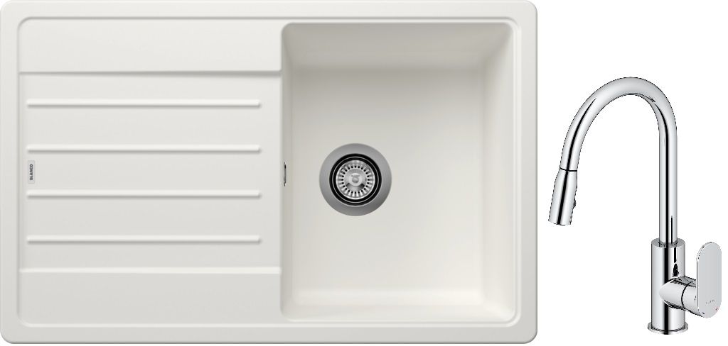 Set évier en granit Blanco Legra 45 S 522203, mitigeur de cuisine Oltens Lista 35202100