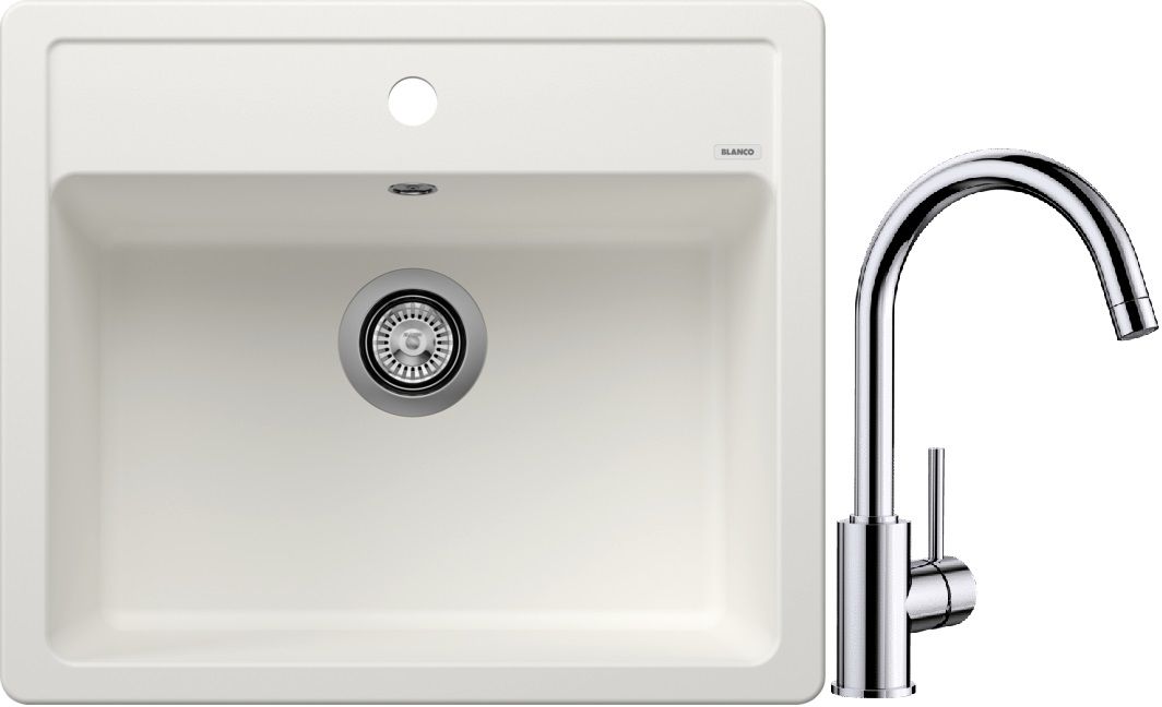 Set évier en granit Blanco Legra 6 523334, mitigeur de cuisine Blanco Mida 517742