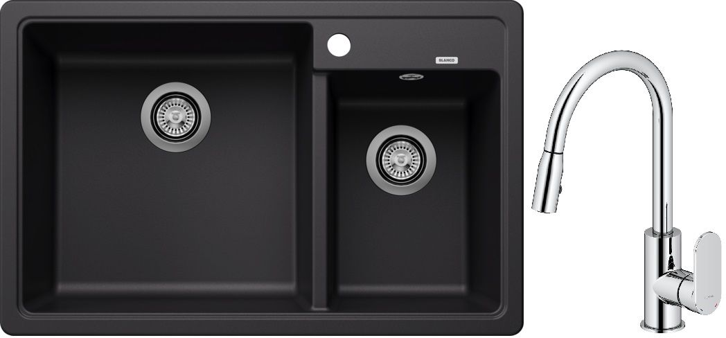 Set évier en granit Blanco Legra 8 526223, mitigeur de cuisine Oltens Lista 35202100