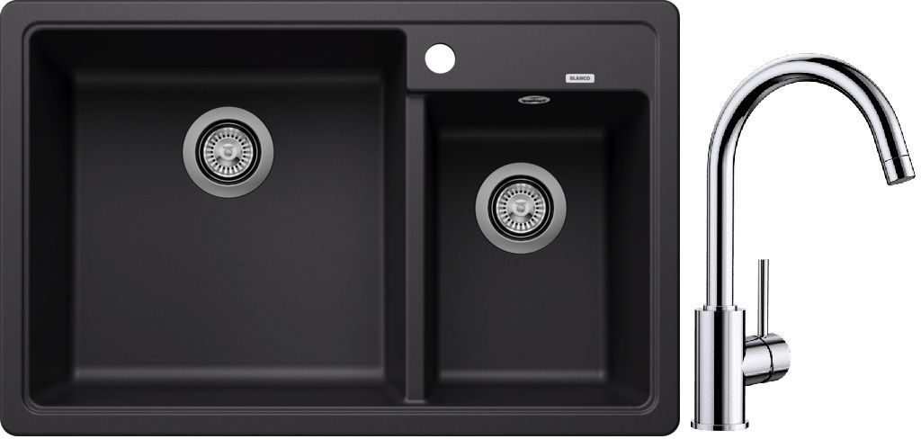 Set évier en granit Blanco Legra 8 526223, mitigeur de cuisine Blanco Mida 517742