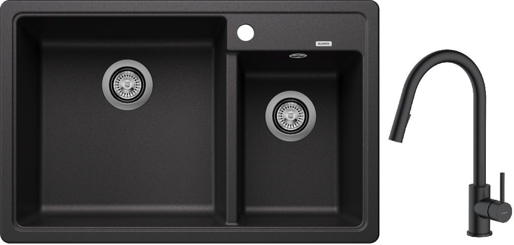 Set évier en granit Blanco Legra 8 526224, mitigeur de cuisine Oltens Litla 35204300