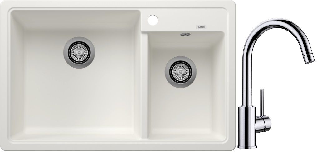 Set évier en granit Blanco Legra 8 526226, mitigeur de cuisine Blanco Mida 517742
