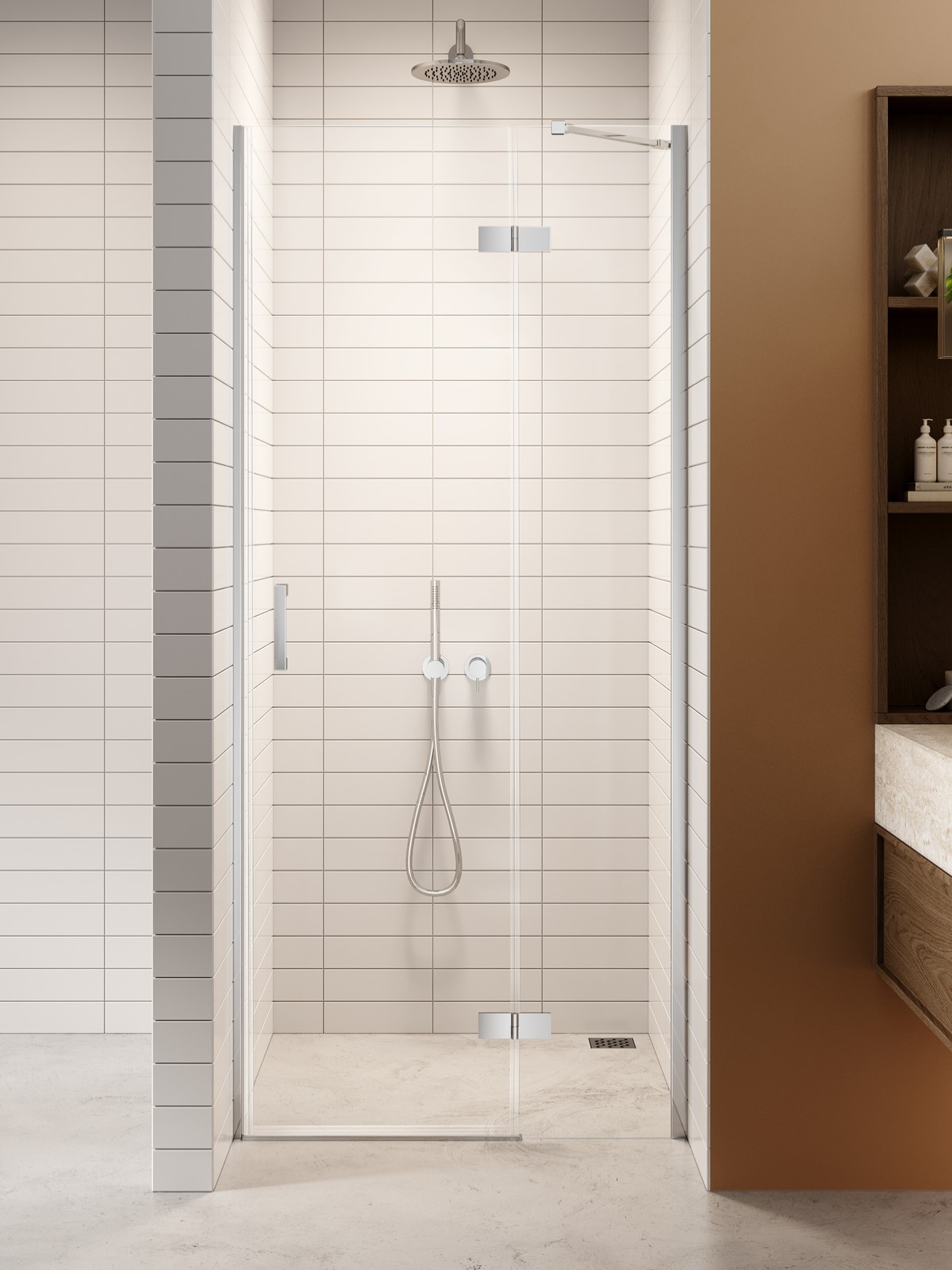 New Trendy Nesta porte de douche 120 cm à ouverture basculante chrome brillant/verre transparent D-0855A