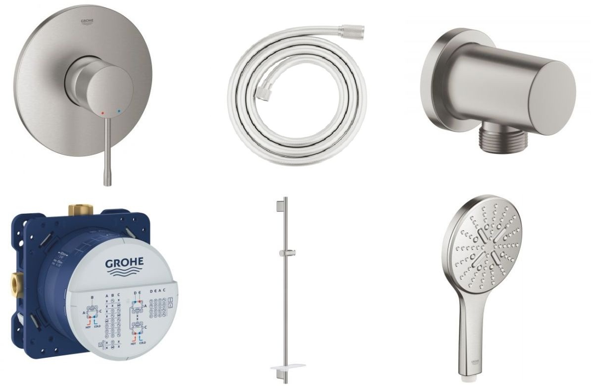 Set mitigeur de douche Grohe Essence 24057DC1, barre de douche Grohe Rainshower 26603DC0, 26574DC0, 27057DC0, 35600000, 28388DC1