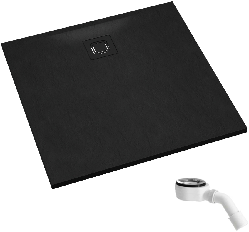 Schedpol Majestic Black Stone receveur de douche carré avec siphon 80x80 cm noir 3.3500/C/ST-M6/C