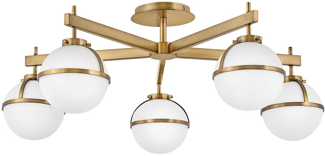 Elstead Lighting Hollis plafonnier 5x40 W blanc-laiton HK-HOLLIS-5-O-HB