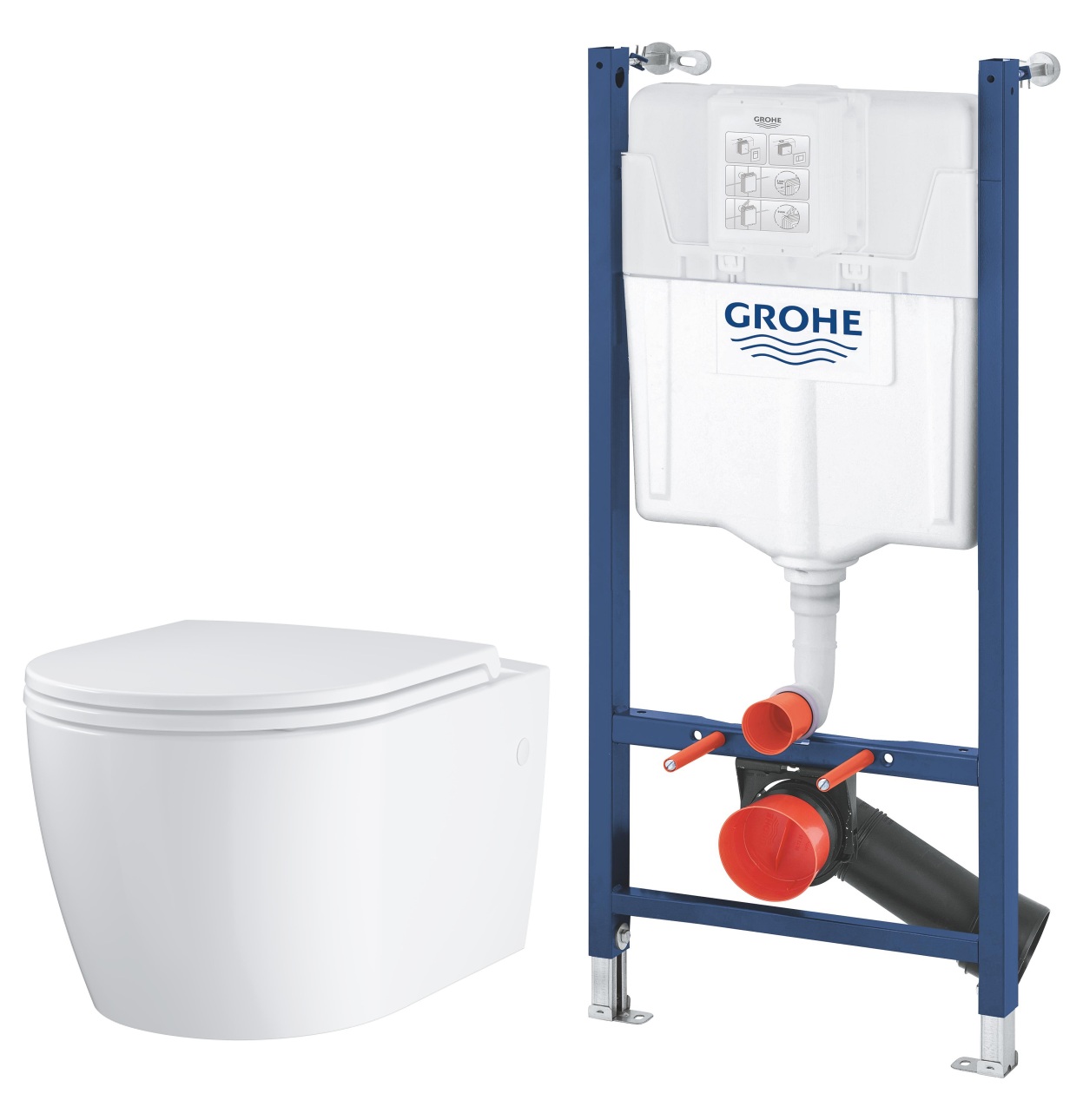 Set cuvette WC avec abattant à descente lente Grohe Start 103848SH00, châssis encastré Grohe Solido 38971000