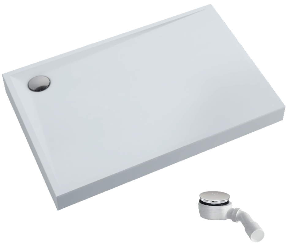 Schedpol Solido receveur de douche rectangulaire avec siphon 100x80 cm blanc 3.1465