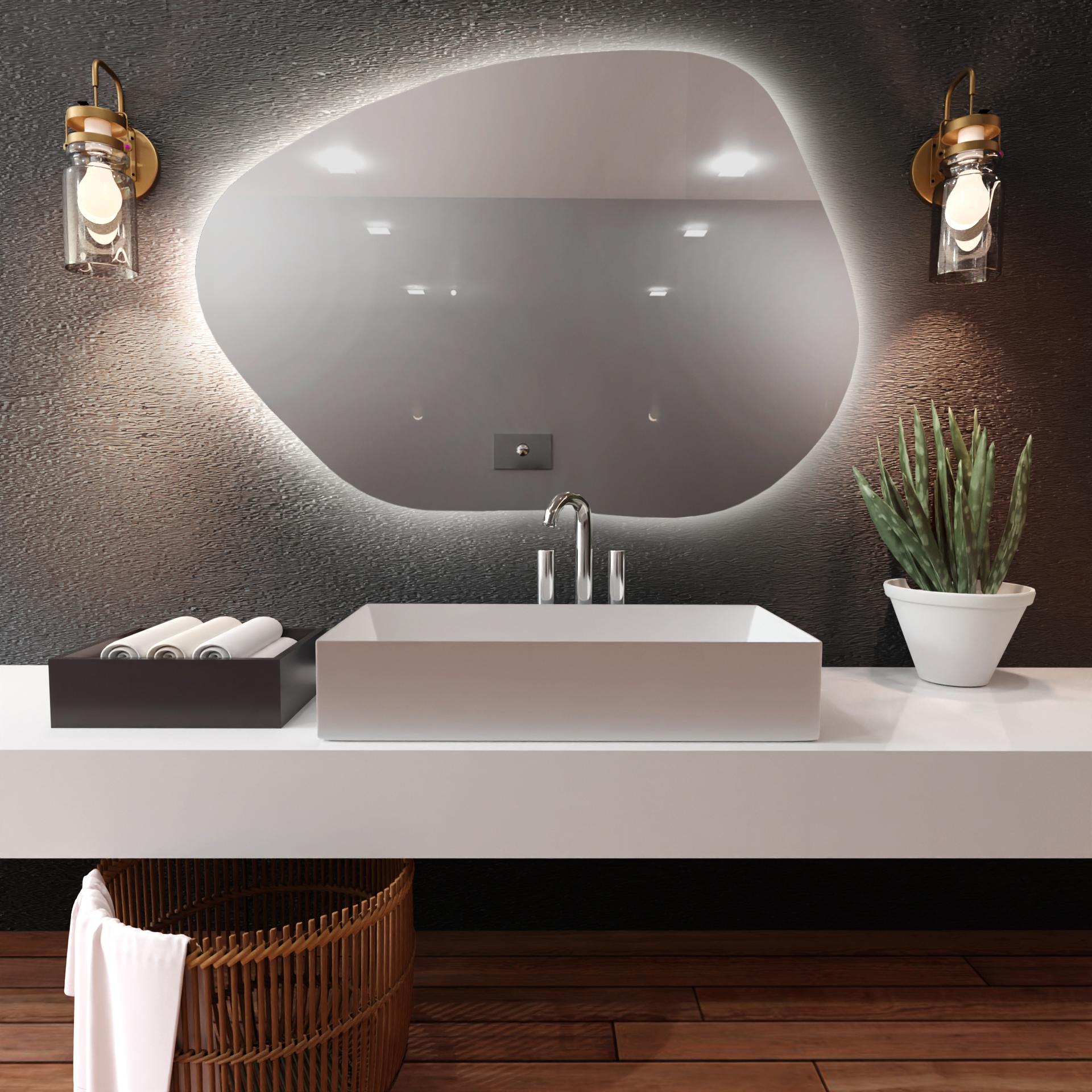 Baltica Design Bright Stain I miroir 80x57 cm avec éclairage 5904107914060