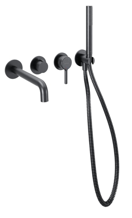 Set mitigeur bain-douche Excellent Pi AREX.1240AB, raccord de tuyau avec poignée Excellent Pi AREX.1241AB, AREX.1243AB, AREX.SH.023AB