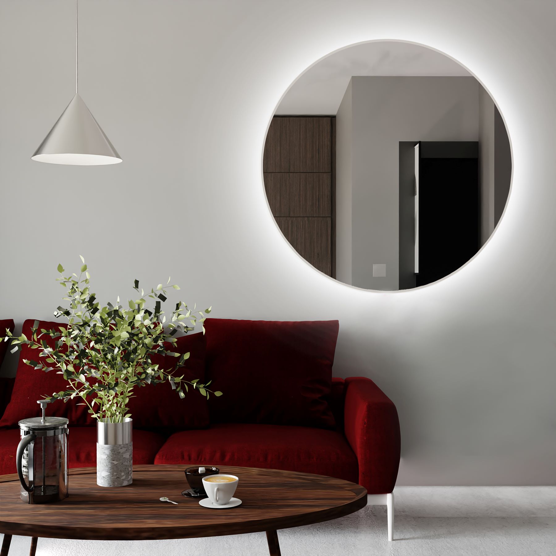 Baltica Design Tiny Border Bright miroir 90x90 cm circulaire avec éclairage oui blanc 5904107911595
