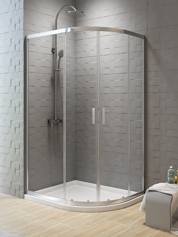 New Trendy New Varia cabine de douche 100x80 cm semi-circulaire chrome brillant/verre transparent K-5470