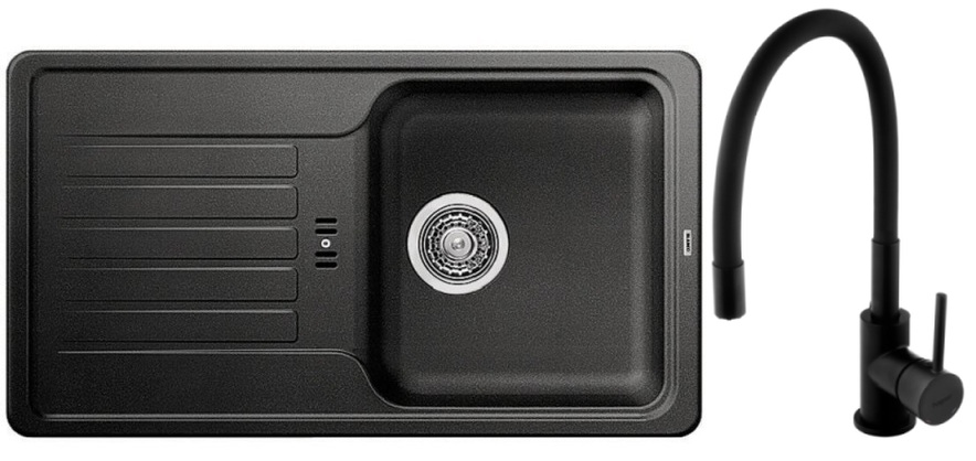 Set évier en granit Blanco Favos Mini 518186, mitigeur de cuisine Hagser Emma HGR70000035