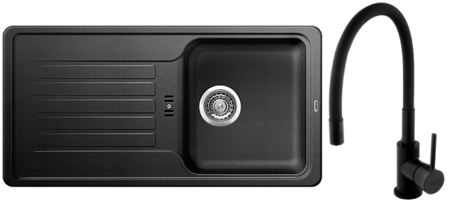 Set évier en granit Blanco Favos 45 S 516617, mitigeur de cuisine Hagser Emma HGR70000035