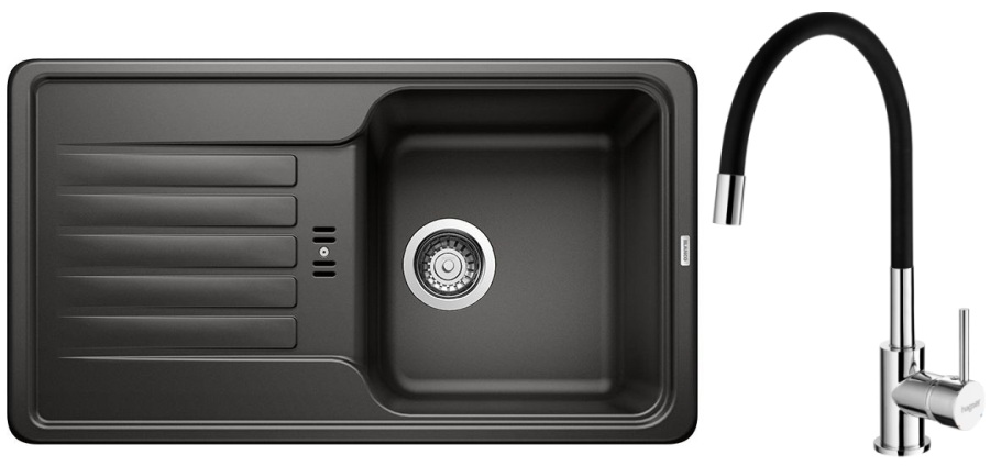 Set évier en granit Blanco Favos Mini 526078, mitigeur de cuisine Hagser Emma HGR30000035