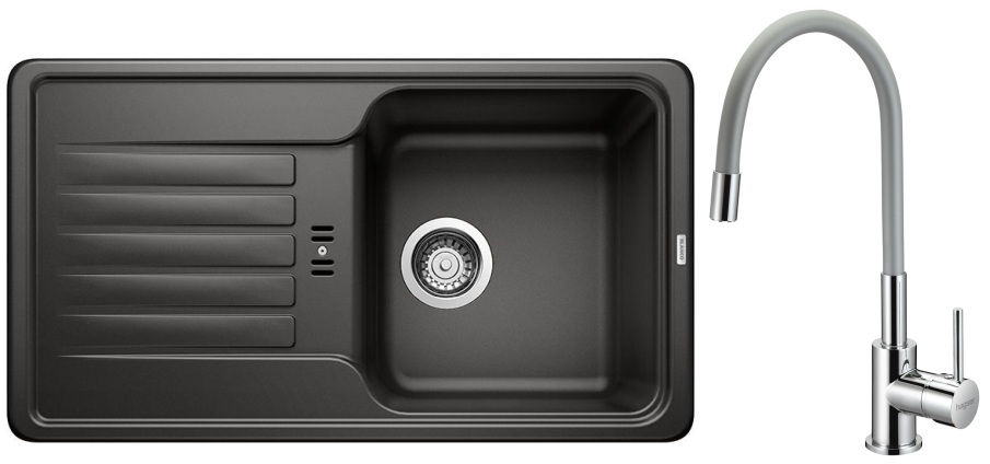 Set évier en granit Blanco Favos Mini 526078, mitigeur de cuisine Hagser Emma HGR40000035