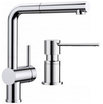 Set mitigeur de cuisine Blanco Linus-S 512402, distributeur de savon Blanco Lato 525808