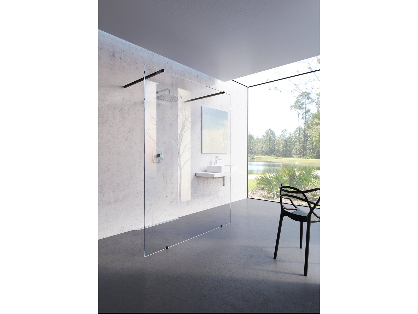 Ravak Walk in Free paroi de douche 120 cm noir mat/verre transparent GW9FG030SZ1