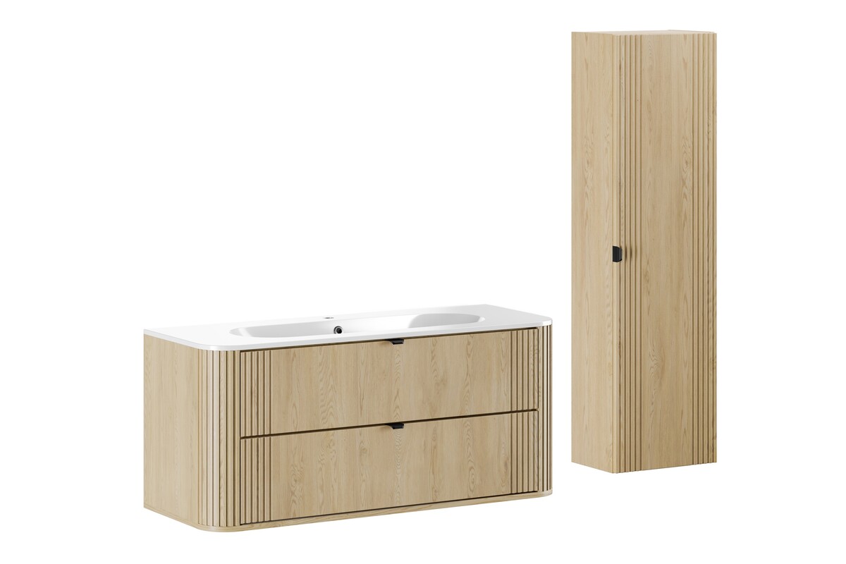 Set armoire Comad Ovalia Cremona OVALIA CREMONA 82-120-46-2S, lavabo Comad Pure PURE WHITE GLOSS UM 120-46, OVALIA CREMONA 80-40-1D