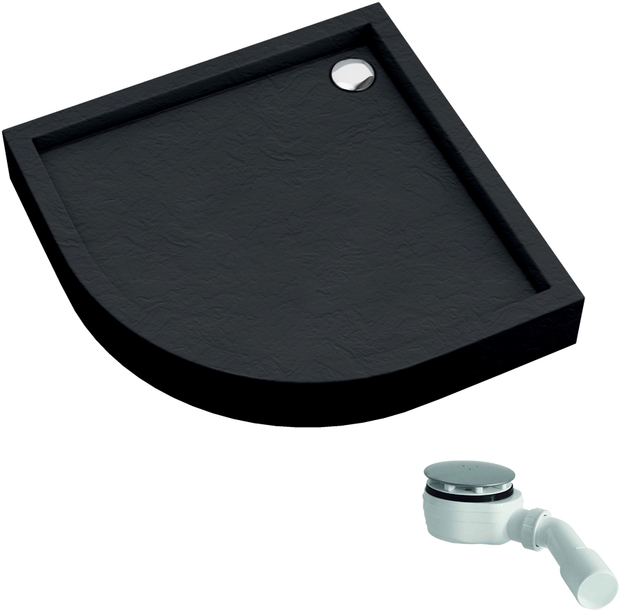 Schedline Favory Plus Black Stone receveur de douche semi-circulaire avec siphon 90x90 cm noir 3ST.F1O-9090/C/ST