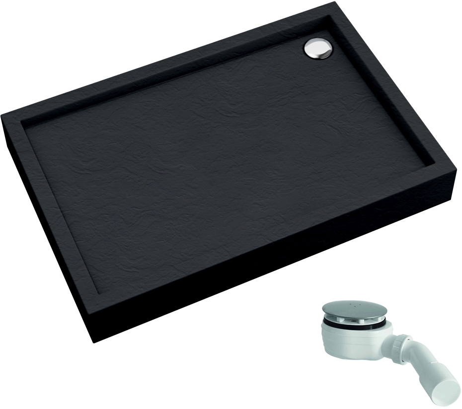 Schedline Favory Plus Black Stone receveur de douche rectangulaire avec siphon 100x80 cm noir 3ST.F1P-80100/C/ST