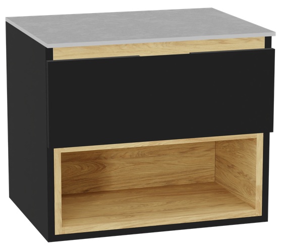 Set corps de meuble Excellent Tuto 2.0 MLEX.2171.600.BKBL, plan de travail suspendu Excellent Tuto 2.0 MLEX.2116.600.SJ, MLEX.2151.600.01.BK